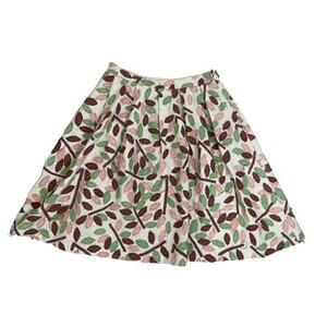 Ann‎ Louise Roswald Skirt Size 6 Applique Leaves Pleated Circle Skirt